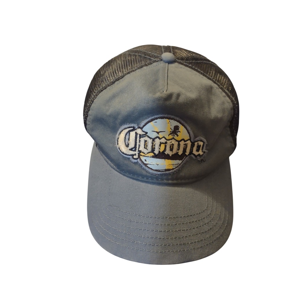 Corona‎ Extra Beer Trucker Hat Gray Navy Blue Mesh Snapback Baseball Cap Patch